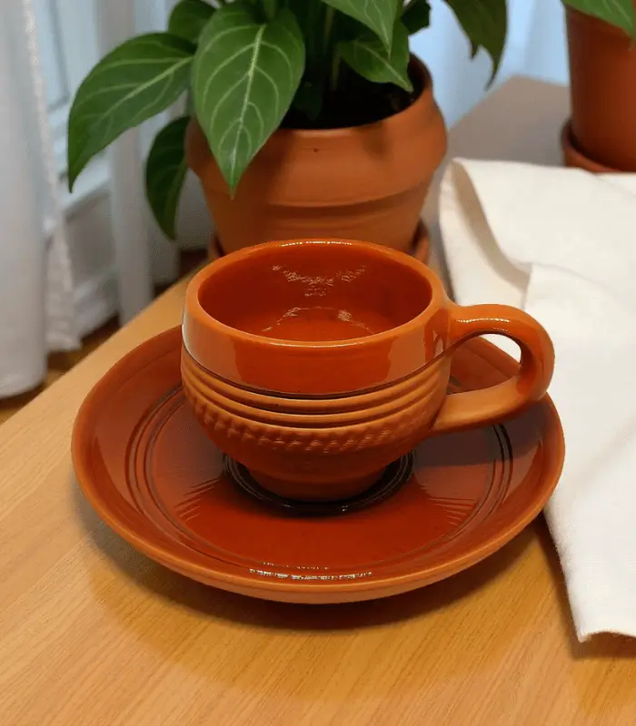 Ceramic-Coated Handcrafted Terracotta Cup & Plate