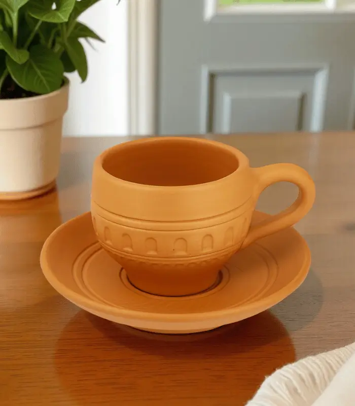Clay Tea Cup with Saucer