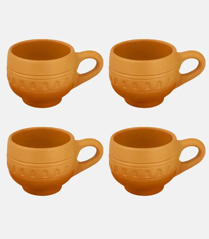 Handmade Terracotta Clay Tea Cup (Set of 4)