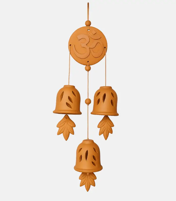 Terracotta Bell Chime with Om Symbol