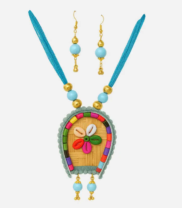 cyan blue panchakodi kulo handmade jewellery