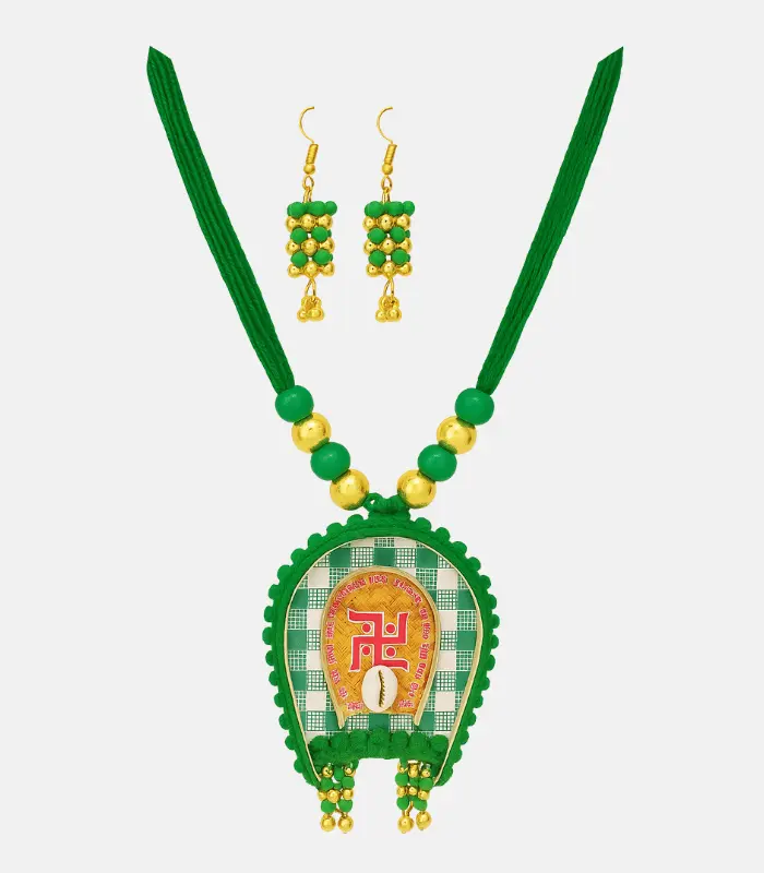 green double kulo handmade jewellery set