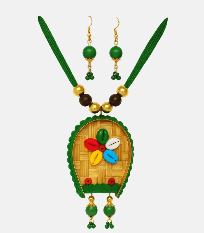 green panchakodi kulo handmade jewellery