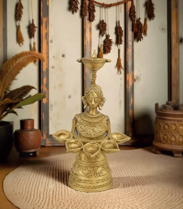 pancha pradip dokra oil lamp