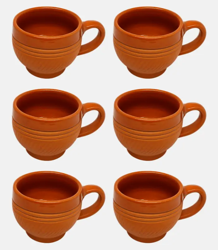 Ceramic Coated Terracotta Tea Cup Set of 6