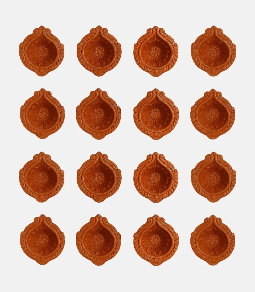 terracotta diya set of 16