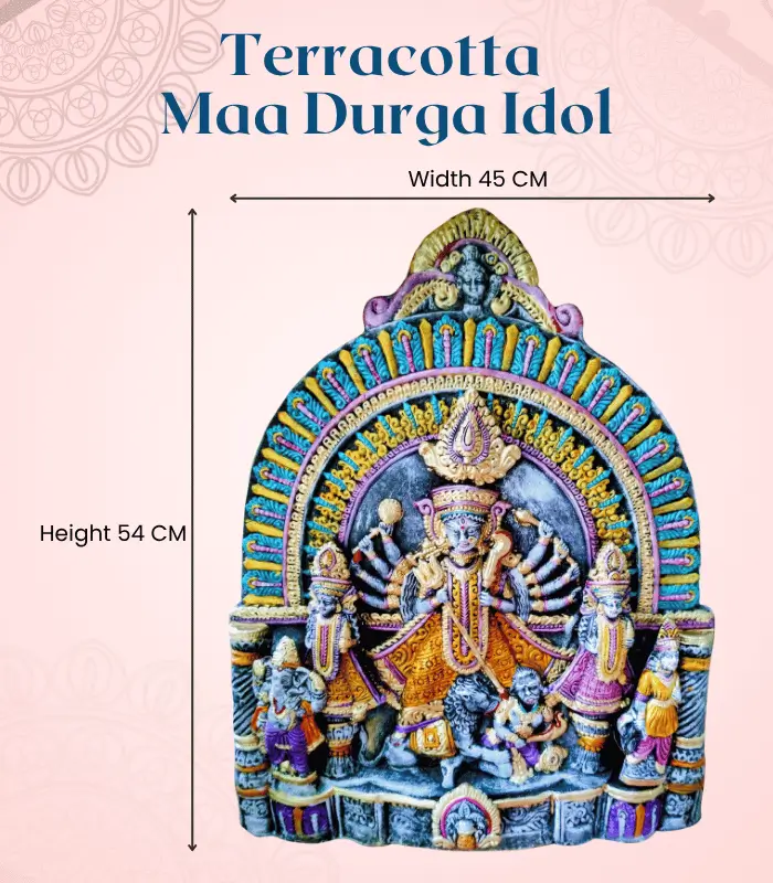 Terracotta Maa Durga Idol Colour Decor Sculpture Bishnupur Life