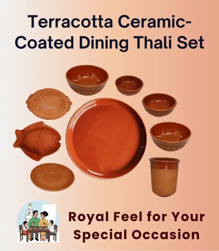 terracotta ceramic coated dining thali set