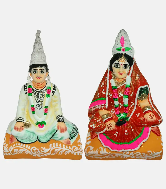 terracotta bride and groom idol set