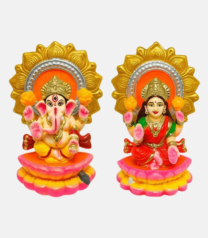 terracotta lakshmi and ganesh idol set