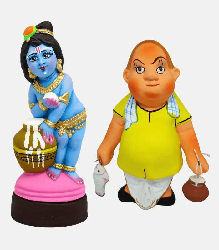 terracotta lord gopal and gopal bhar idol set