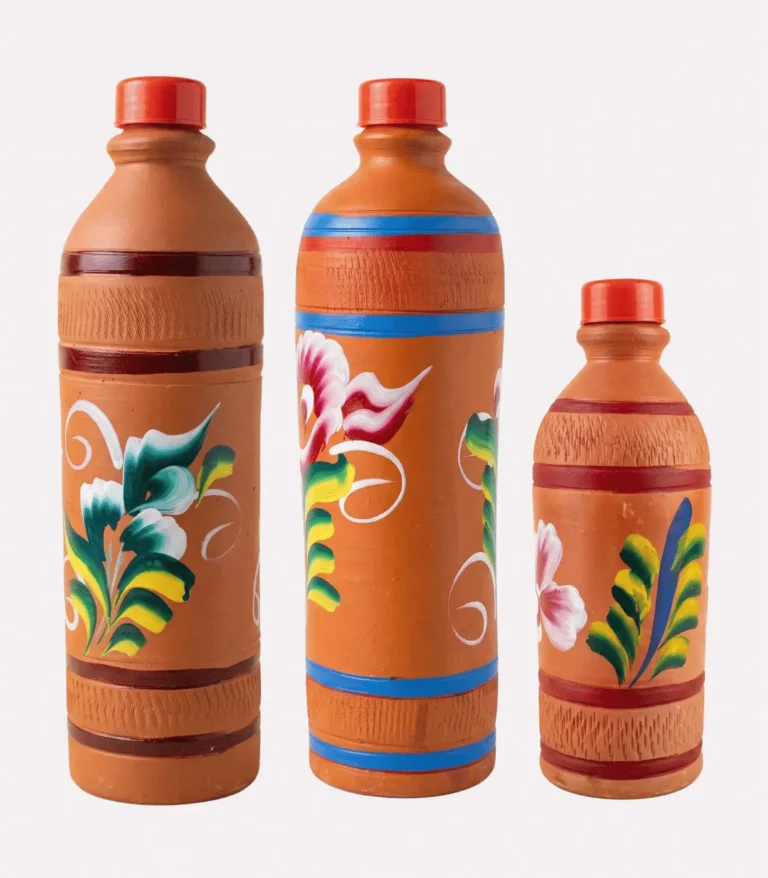 500ml and 1 litre terracotta water bottle set