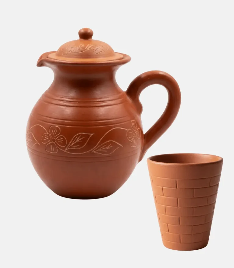 terracotta jug with glass
